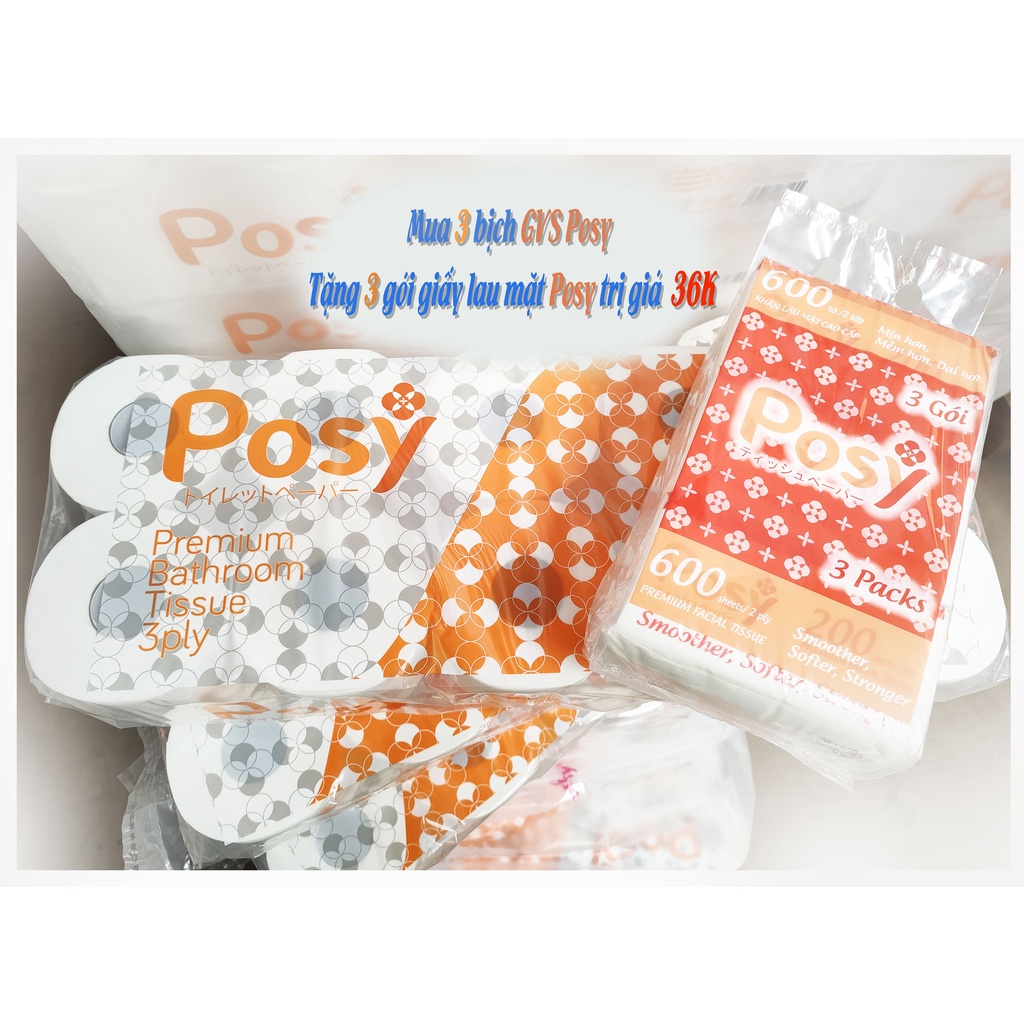 Combo giấy vệ sinh Posy có lõi háng cao cấp