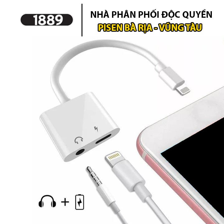 Đầu chuyển Pisen 2 in 1 Vừa Sạc Vừa Nghe Nhạc (Lightning, 3.5mm, 12cm) - Tiện Lợi Dành Cho Iphone  - HÀNG CHÍNH HÃNG