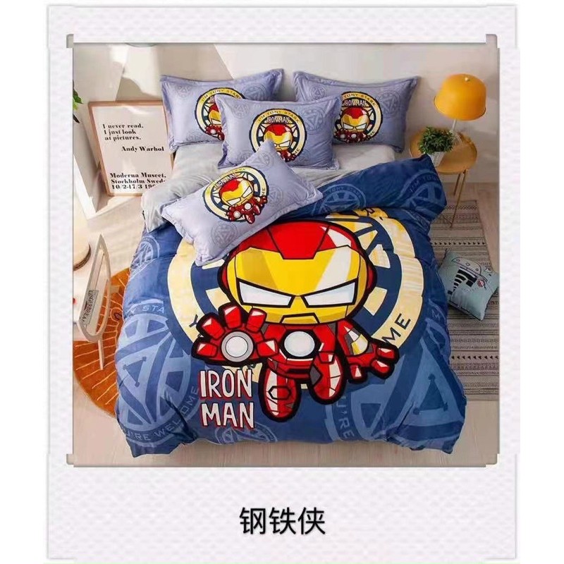 bộ chăn ga cotton disney hoạt hình bé trai marvel