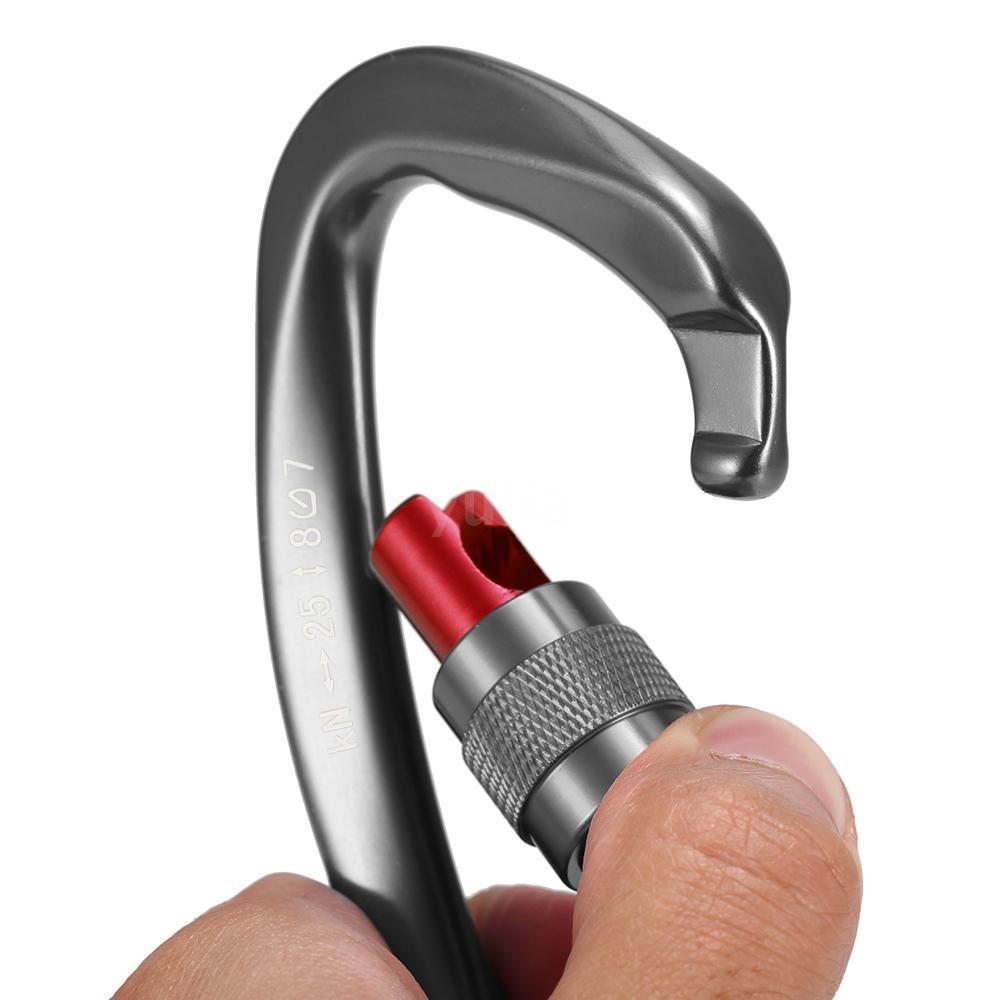 Khóa carabiner 25KN hình chữ D tiện dụng khi leo núi/móc võng