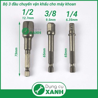 Bộ 3 đầu chuyển vặn khẩu dài cho máy khoan