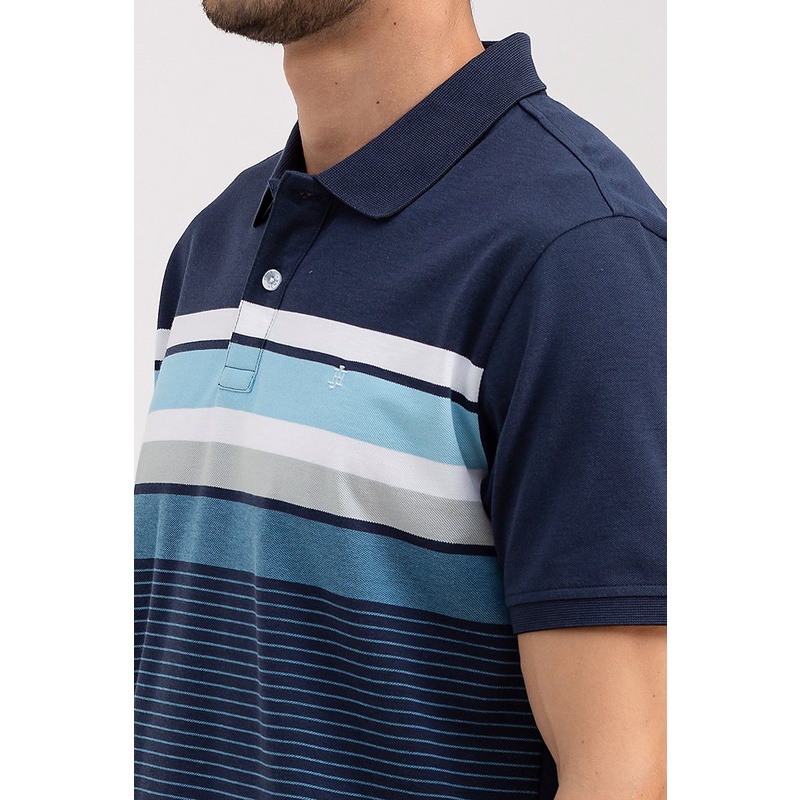 Áo thun nam cổ bẻ họa tiết kẻ ngang , chuẩn form, sang trọng, thanh lịch John Henry - KS22SS07C-SCHE