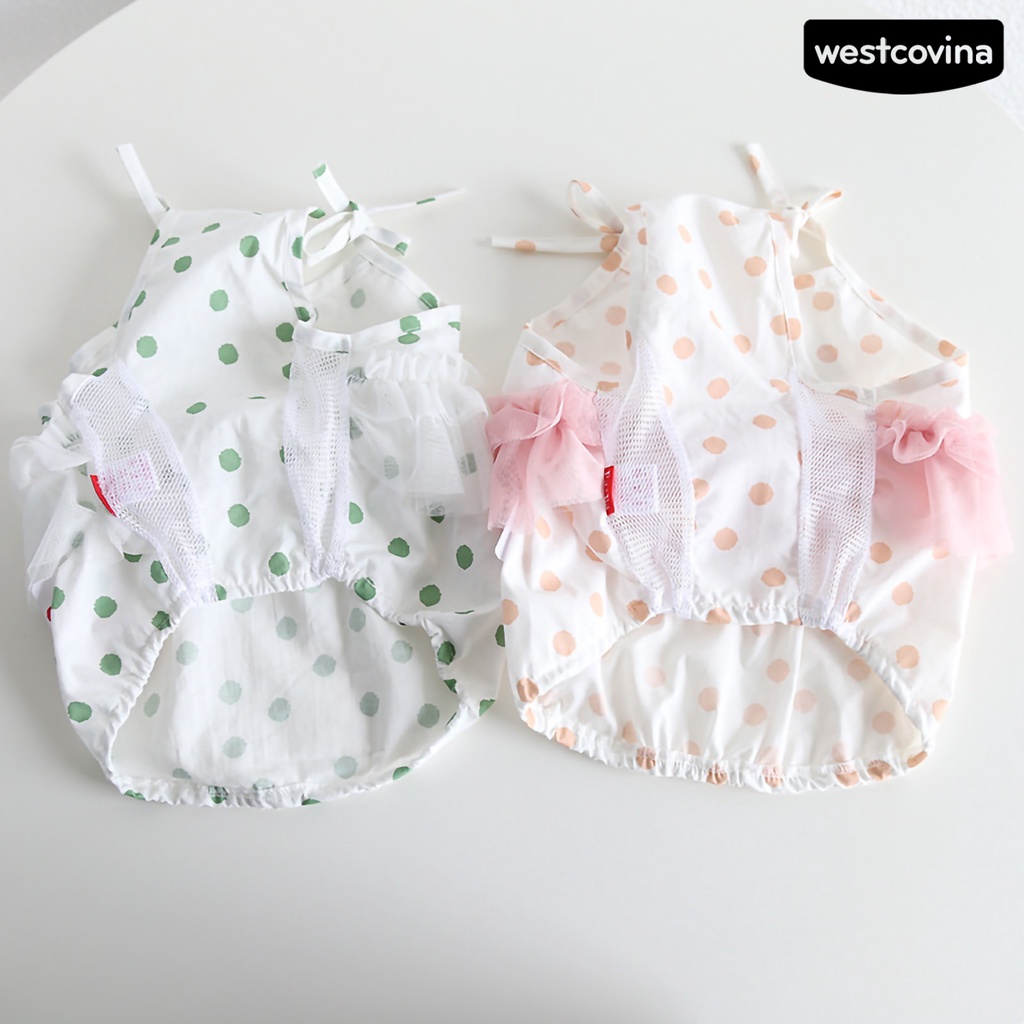 [Mới]♞Đầm Hai Dây Họa Tiết Chấm Bi Thời Trang Mùa Hè Cho Thú Cưng