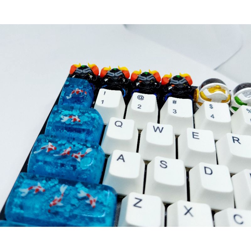 Keycap bull v2 clone màu đen phối cam đỏ trang trí bàn phím cơ