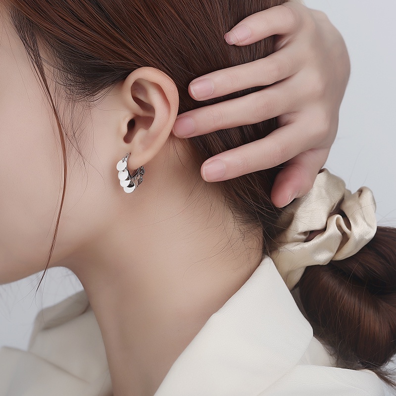 Bông Tai Mạ BạC 925 HìNh DấU TròN ThờI Trang