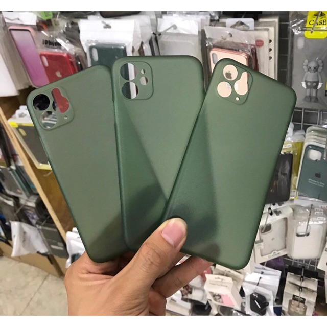 Ốp Lưng Giấy Siêu Mỏng màu xanh rêu cho iPhone 6 đến 11/11pro/11promax