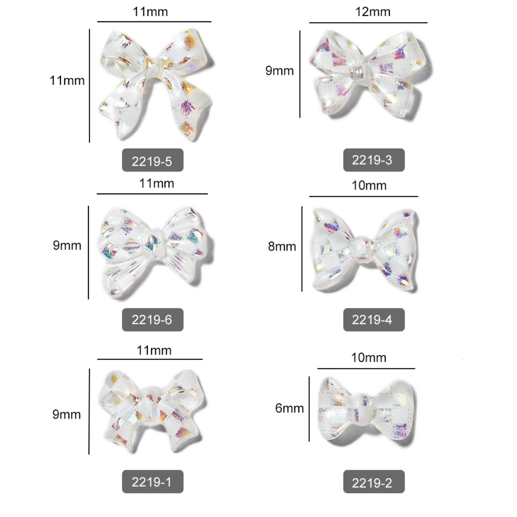 Set charm nơ nhựa trang trí móng tay 3D - Set 12 nơ