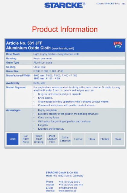 Vòng nhám dây đai Starcke - Đức chuyên dụng mài thép, thép hợp kim kích thước 915 x 100mm - độ nhám từ 60 - 1000