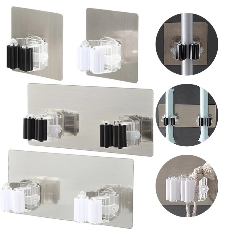 1 Giá Đỡ Chổi Lau Nhà 2 Kích Cỡ Bằng Nhựa Chống Thấm Nước Đa Năng