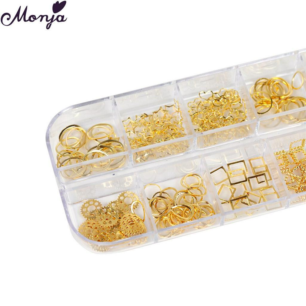 MONJA Hộp phụ kiện trang trí móng tay 3D 12 ngăn