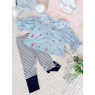 Set bộ quần Legging sọc + Áo sơ mi