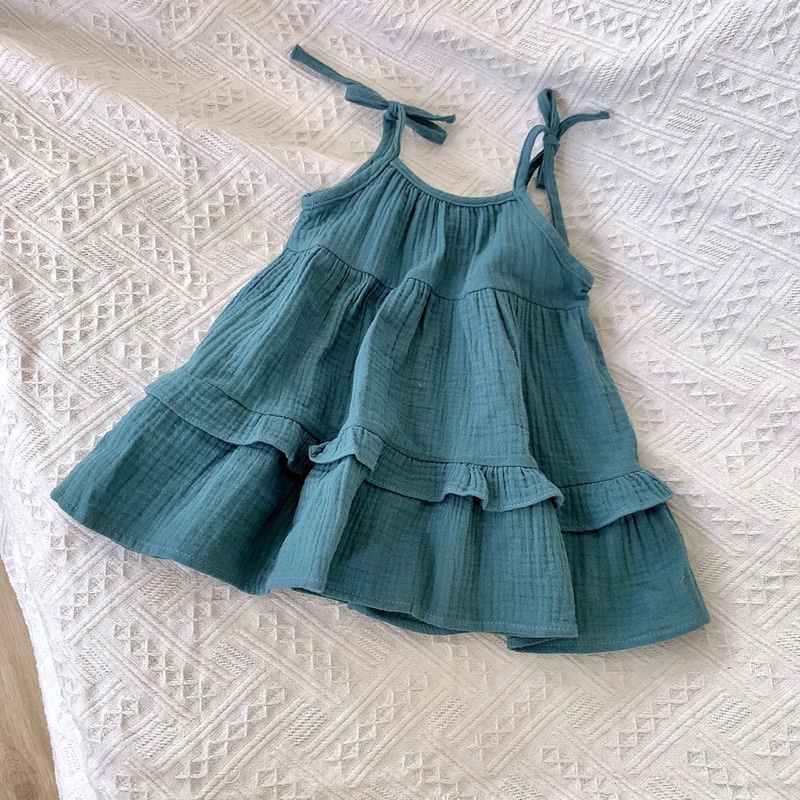 Váy xòe công chúa xô Muslin cho bé gái từ 1-7 tuổi