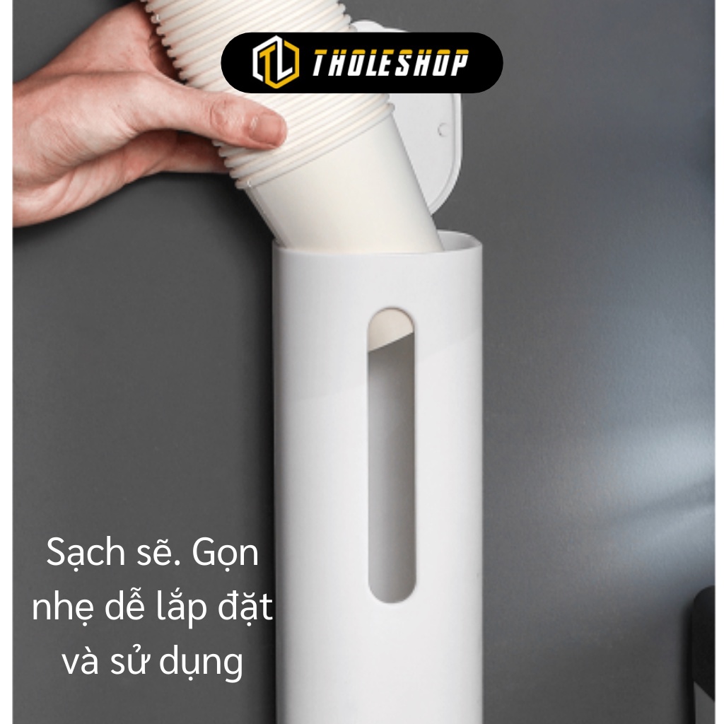 Giá Lấy Cốc Giấy Tự Động - Hộp Nhựa Rút Ly Giấy Có Nắp Đậy Treo Tường Tiện Ích 9533