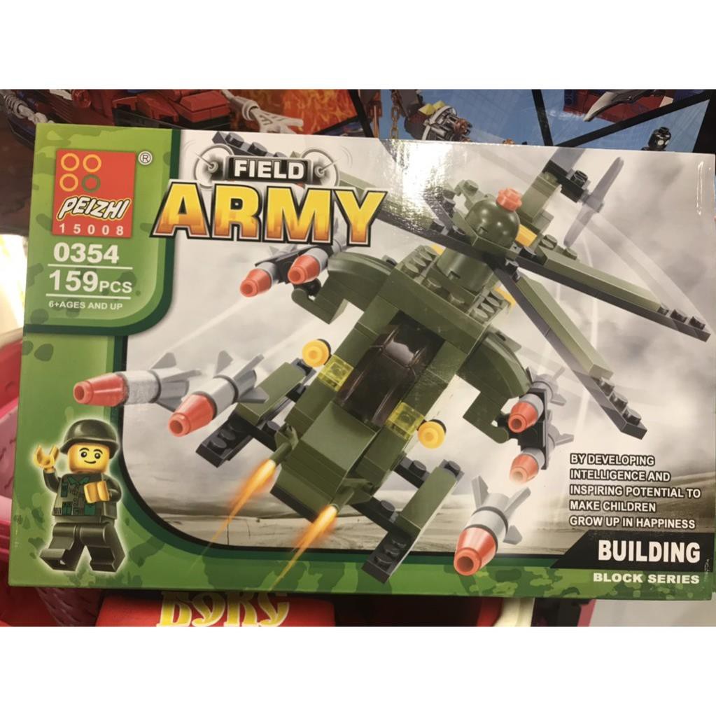 LEGO FIELD ARMY 0354- 159 chi tiết- lego lắp ráp trực thăng quân đội