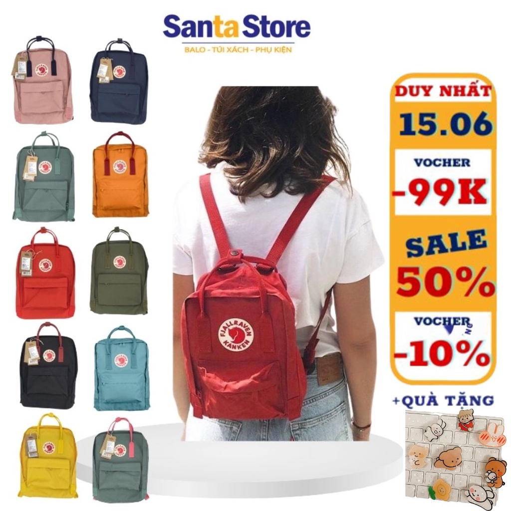 Balo mini nữ Kanken thời trang cao cấp vải chống nước nhiều màu nhỏ xinh đựng đồ du lịch đi chơi đi học logo phản quang