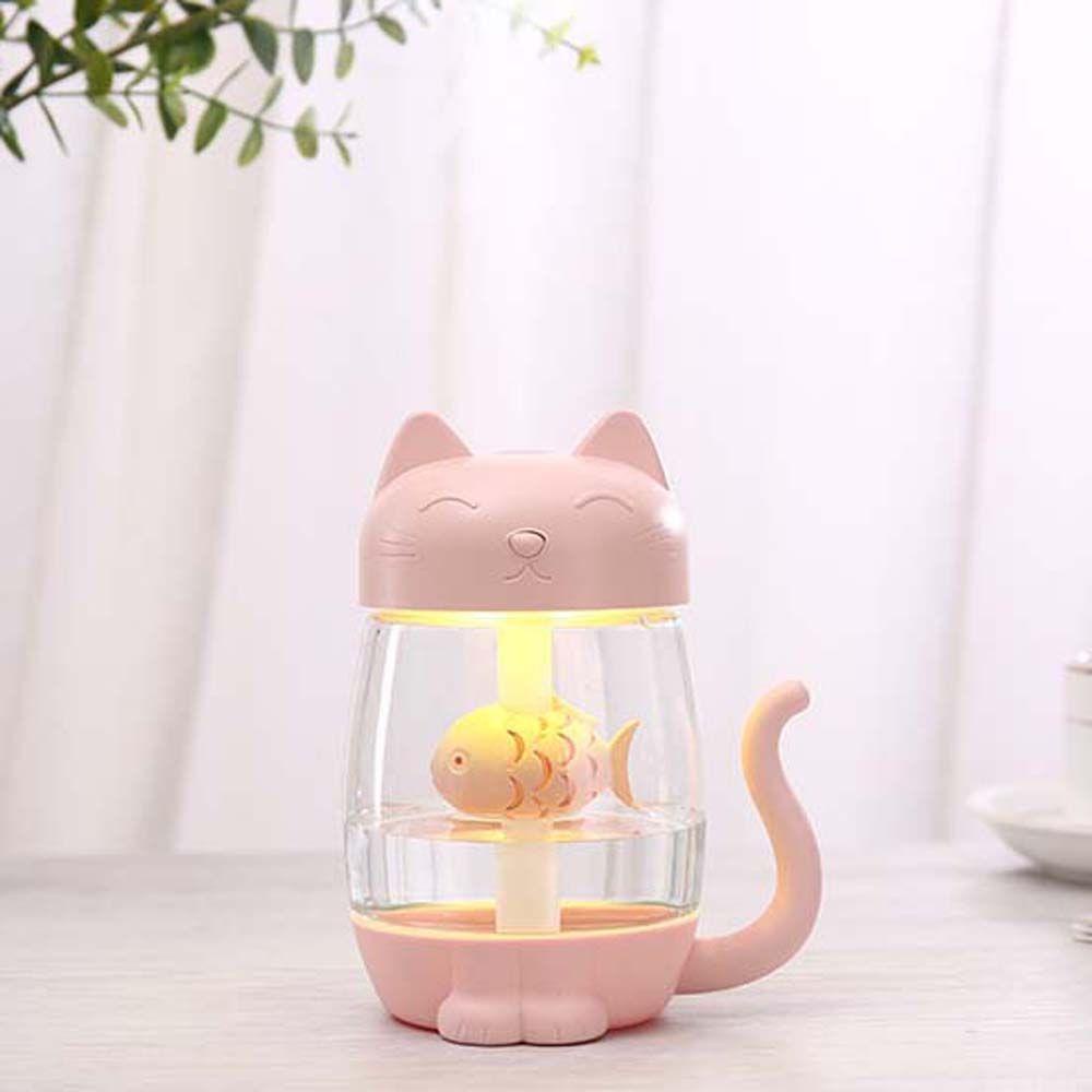 Máy Phun Sương Tạo Độ Ẩm Không Khí Siêu Nhẹ Hình Mèo Hoạt Hình Có Đèn LED Trang Trí Nội Thất Xe Hơi