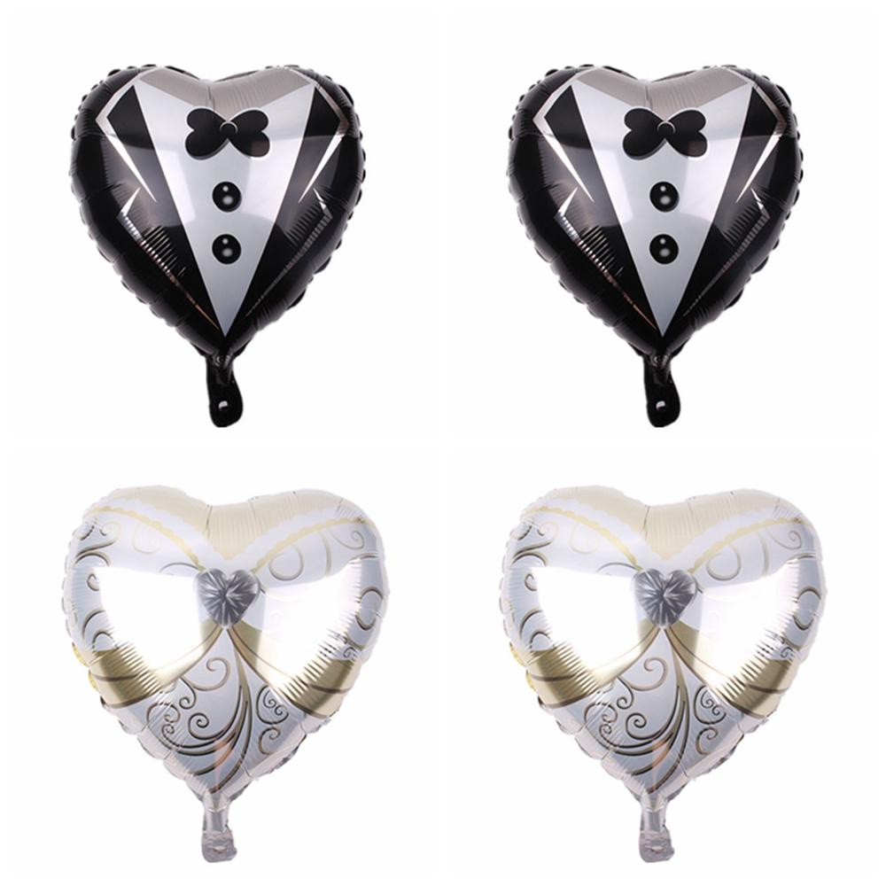 Cầu Hôn Hình Trái Tim Màu Ngà|Bong Bóng Nhôm Hình Chiếc Váy Cưới, Chú Rể