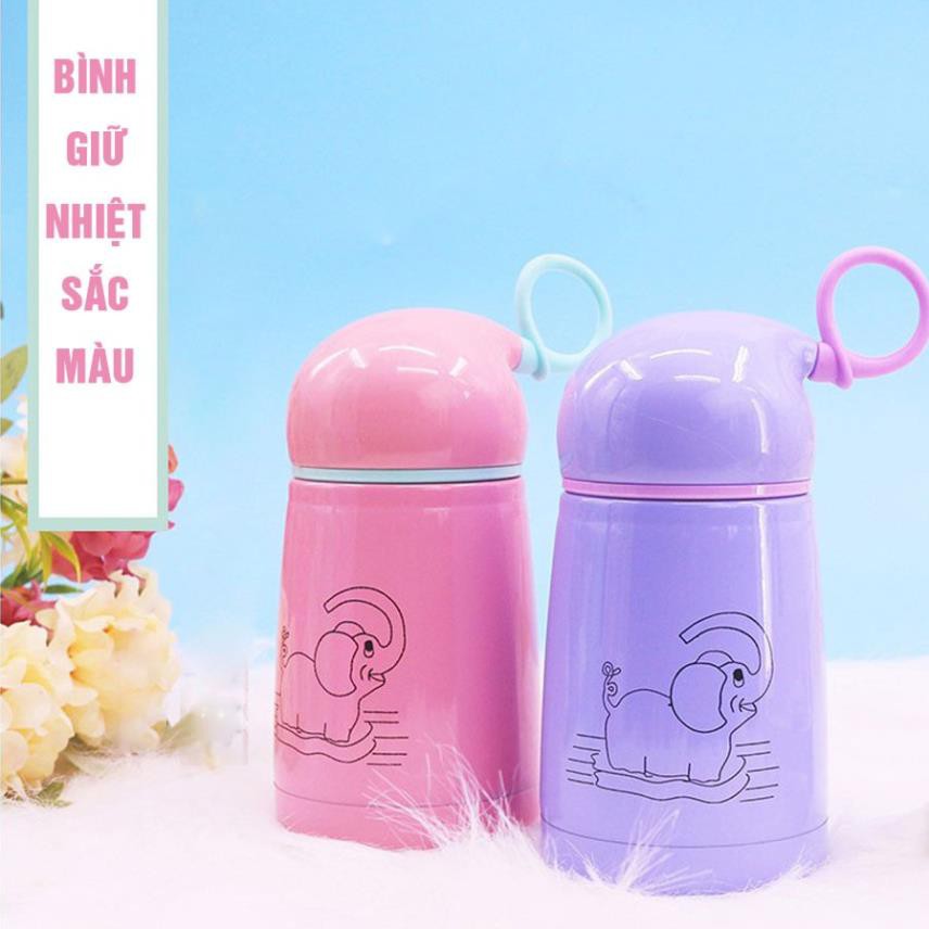 Bình giữ nhiệt INOX 304 dành cho trẻ em họa tiết VOI CON - An toàn tuyệt đối cho bé, dung tích 200ML