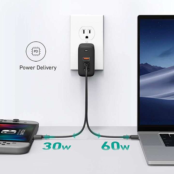 Củ sạc nhanh Aukey Omnia 90W GaN PD 3 cổng