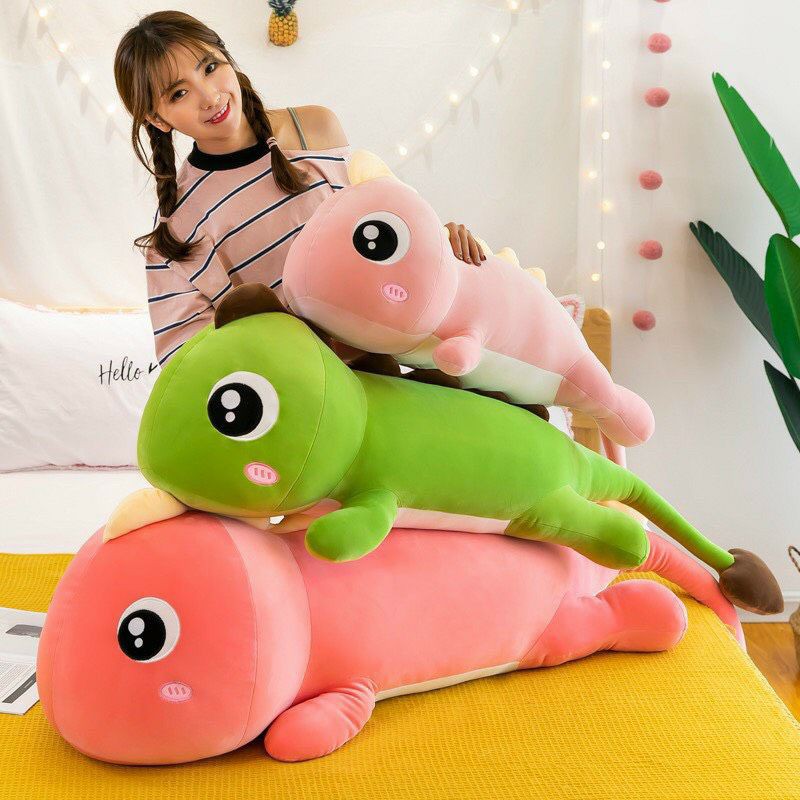 Gấu bông gối ôm Khủng long mắt lồi đuôi tim siu cute size to