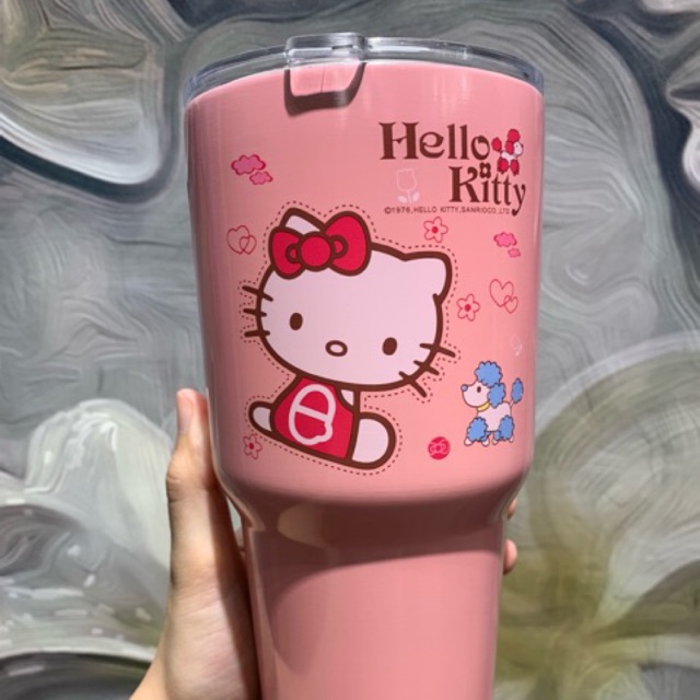 Cốc giữ nhiệt Hello Kitty chuẩn inox 304 + túi đựng + combo ống hút