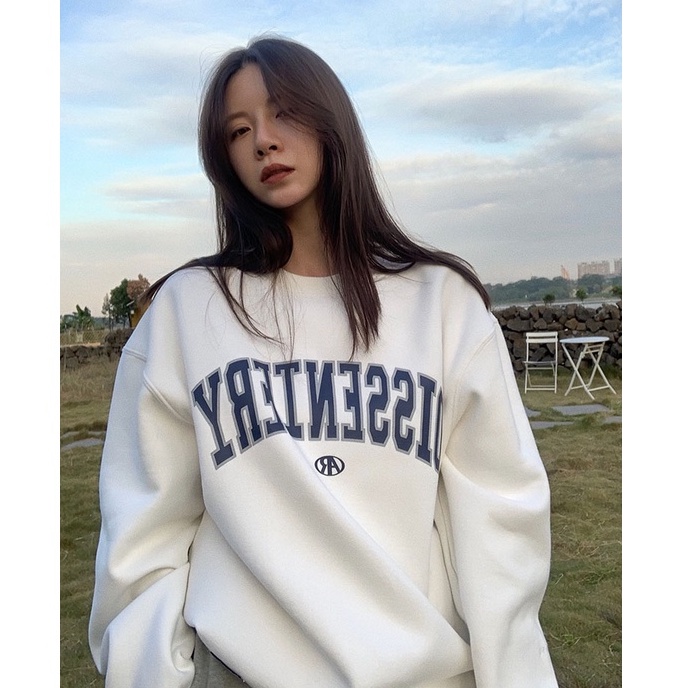 Porozi  Áo sweater  tay dài cổ tròn in chữ phong cách Hàn Quốc xinh xắn cho nữ