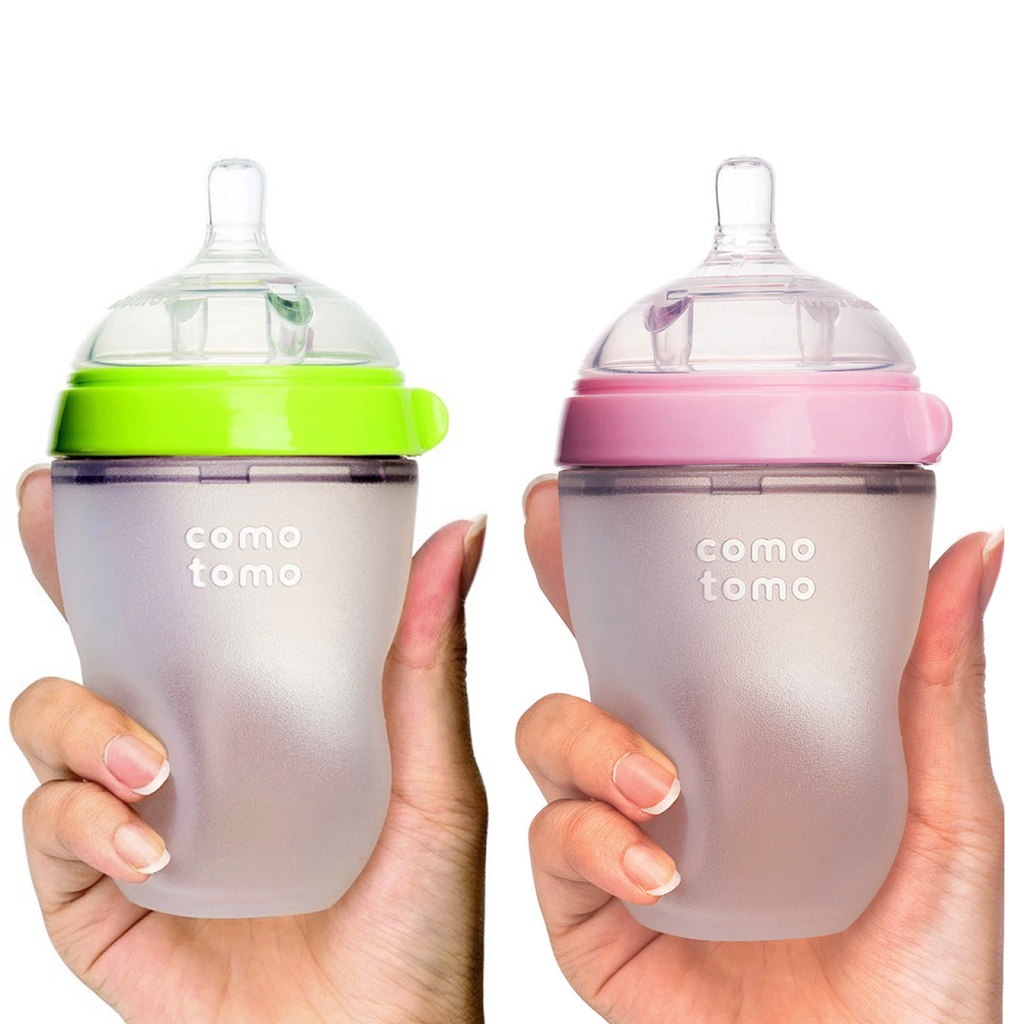 Bình Sữa Comotomo 150ml/250ml 👨‍👩‍👦‍👦Núm Silicon Siêu Mềm💖TẶNG KÈM TAY CẦM CÁNH TIÊN