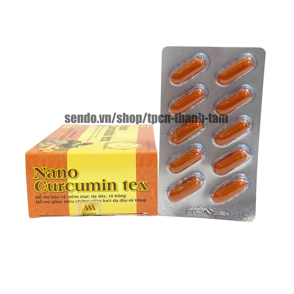 Viên tinh nghệ Nano Curcumin Gold Tex Tam Thất Xạ Đen giảm viêm loét dạ dày, tá tràng - Hộp 30 viên