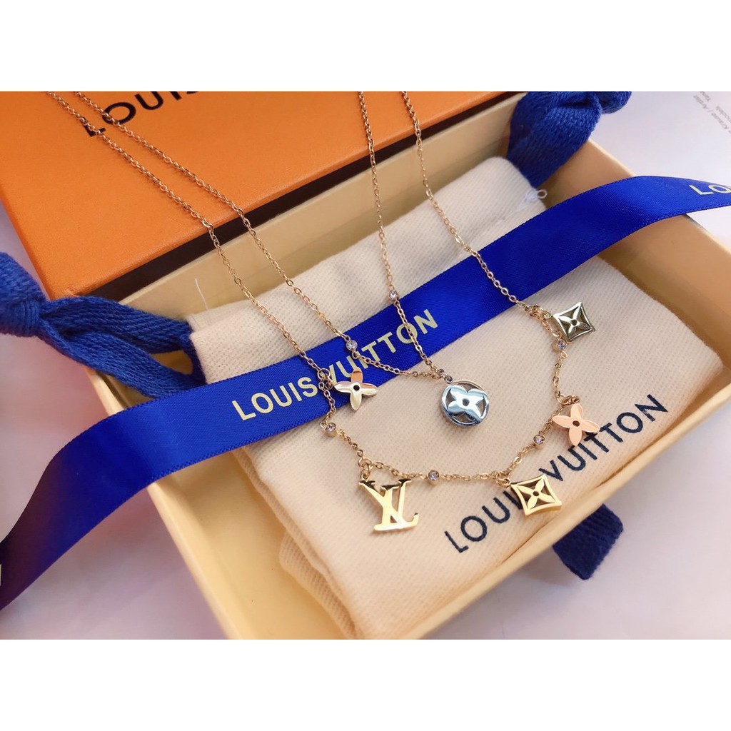Dây chuyền thiết kế đơn giản họa tiết LV thời trang cho nữ
