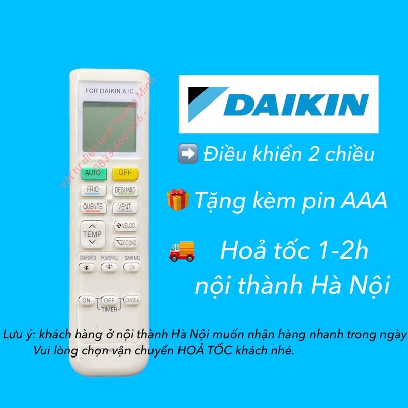 Điều khiển điều hoà DAIKIN - Remote điều khiển máy lạnh điều hoà DAIKIN (chọn đúng mẫu)