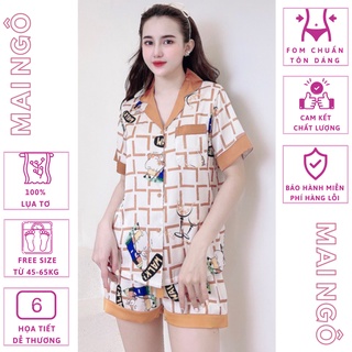 Đồ Bộ Lụa/Satin Pijama Sọt Đùi Mặc Ở Nhà Nữ - Bộ Ngủ Nữ Cộc Tay Mặc Nhà Mùa Hè, Nhiều Mẫu Phối Cổ Dễ Thương, MAI NGÔ