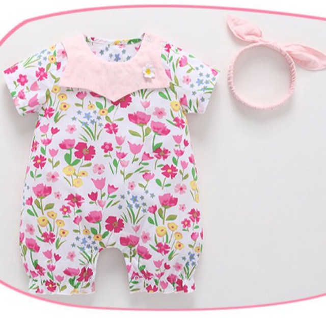 Sét body hoa cộc tay bé gái 0-12m