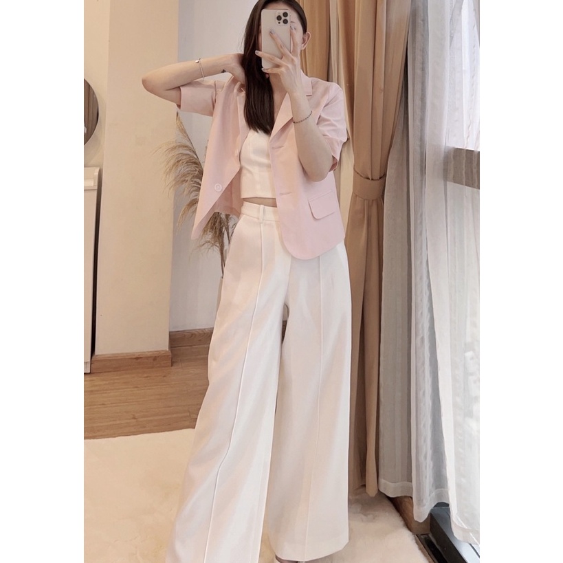 Blazer Huien thiết kế dáng lửng cộc màu hồng siêu hot, siêu xinh | BigBuy360 - bigbuy360.vn