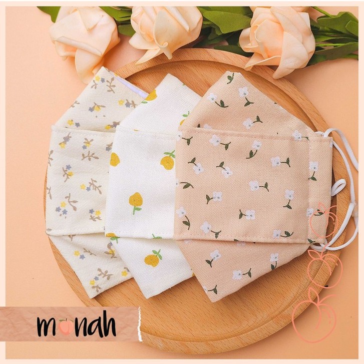 Combo 3 khẩu trang vải kháng khuẩn linen cotton 3 lớp tông trắng hồng xanh cổ điển pastel | BigBuy360 - bigbuy360.vn