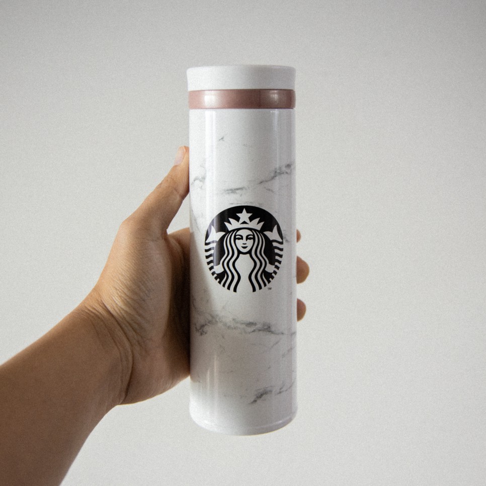 [ MẪU MỚI 2021 ] Bình giữ nhiệt JNO Marble White Thermos Starbucks Hàn Quốc 500ml