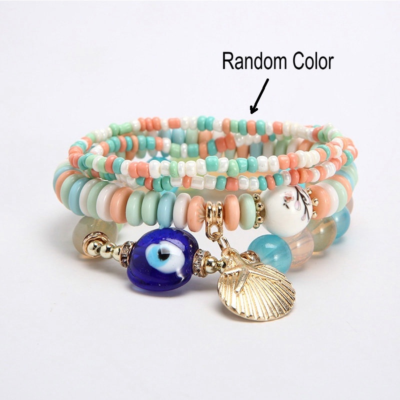 Set 4 vòng đeo tay chuỗi hạt Gmai co giãn thời trang cho nữ