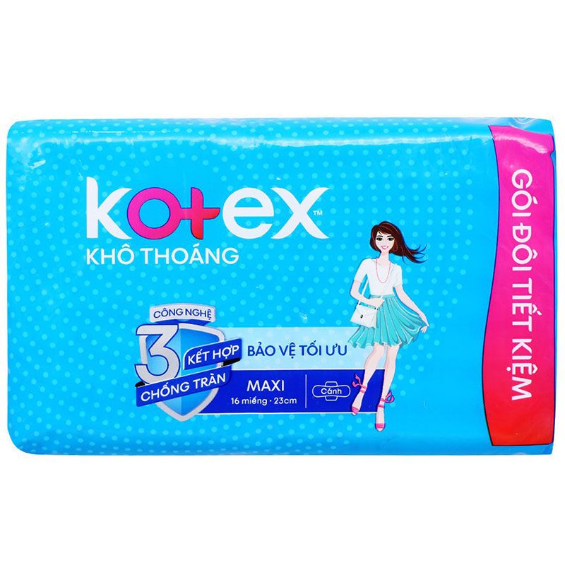 Băng Vệ Sinh Kotex Khô Thoáng Có Cánh 23cm Gói 16 Miếng