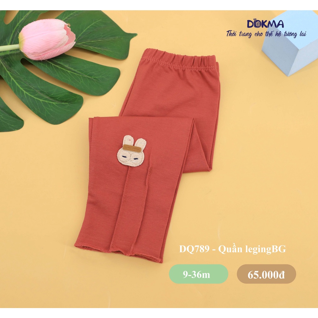 DQ789 Quần dài legging phối gân Dokma vải cotton mỏng cho bé gái (9-36M)