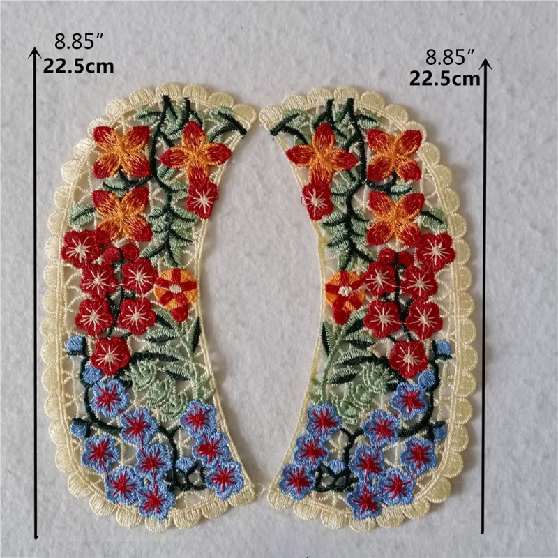 Miếng Vải Ren Thêu Hoa Nhiều Màu Sắc Dùng May Cổ Áo Giả DIY