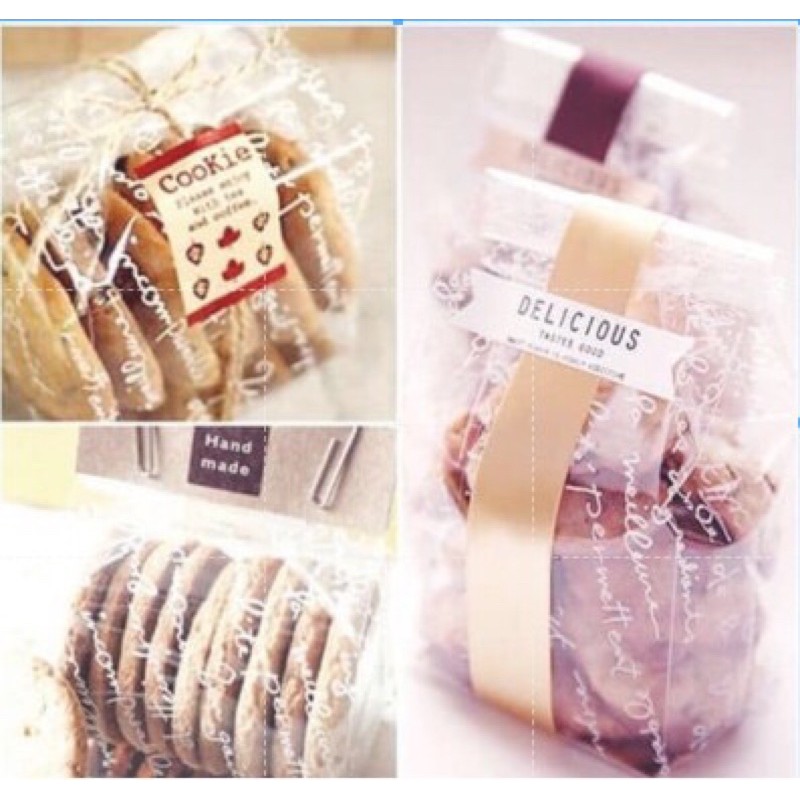 túi cookie chữ trắng 25*9cm - 100c