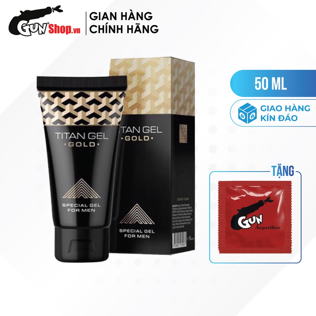 Gel bôi trơn tăng kích thước cao cấp Titan Gold chai 50ml kèm 1 chiếc BCS Gun Super Thin - 2273