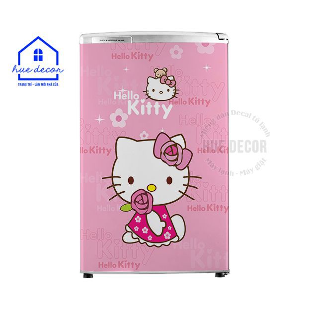 Miếng dán decal  tủ lạnh mini - máy giặt Hello Kity HueDecor-nhẹ nhàng, cá tính, thay đổi không gian cho căn phòng