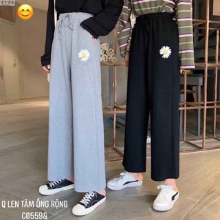 Quần ống suông hoa cúc - C