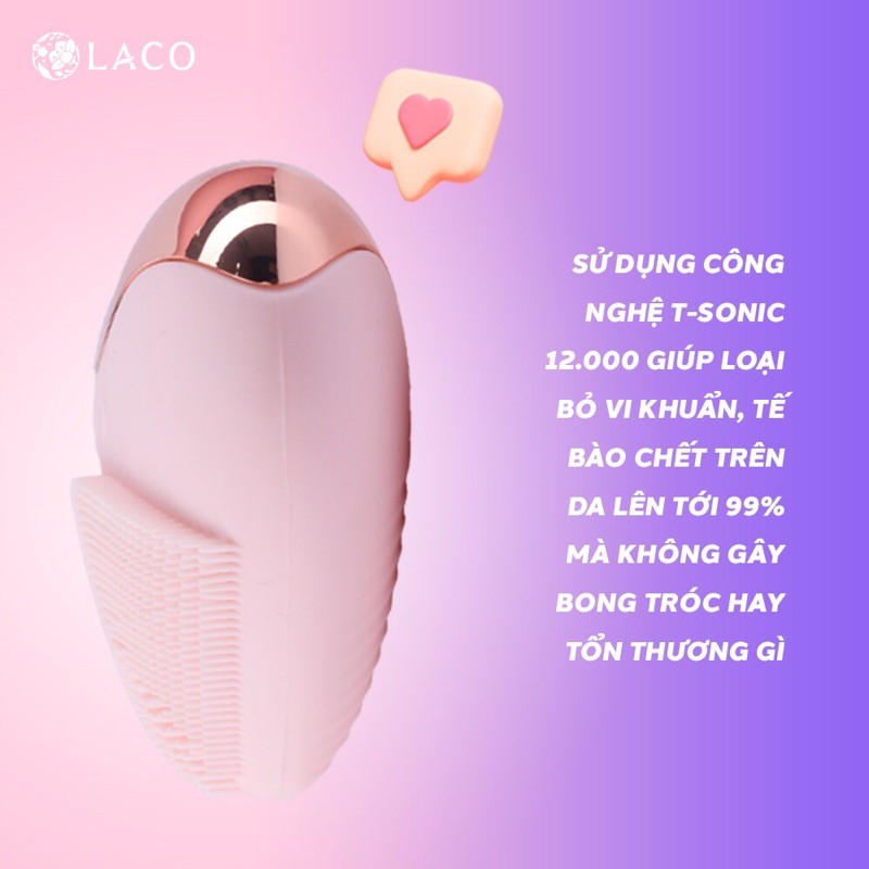 Máy rửa mặt hình trái tim LACO Luxury/chính hãng/sạch sâu/massage/đẩy tinh chất/gọn hàm/giảm nọng cằm