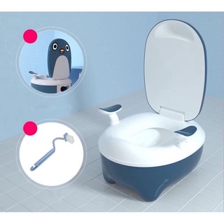 ⚡Bô ghế vệ sinh hình chim cánh cụt - có tựa lưng và tay vịn cho bé