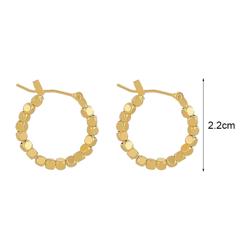 Khuyên Tai Vòng Tròn Bằng Kim Loại Mạ Vàng Phong Cách Hàn Quốc Cổ Điển Nhiều Màu Sắc