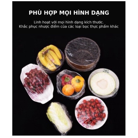 Màng bọc thực phẩm đa năng có chun co giãn thông minh ( Set 100 cái tặng kèm túi gấu dễ thương)