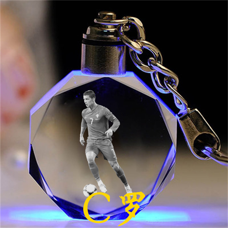 Bóng đá sao tinh thể Keychain Mặt dây chuyền quà sinh nhật Cô Gái gửi nam quà lưu niệm Messi C robeckham