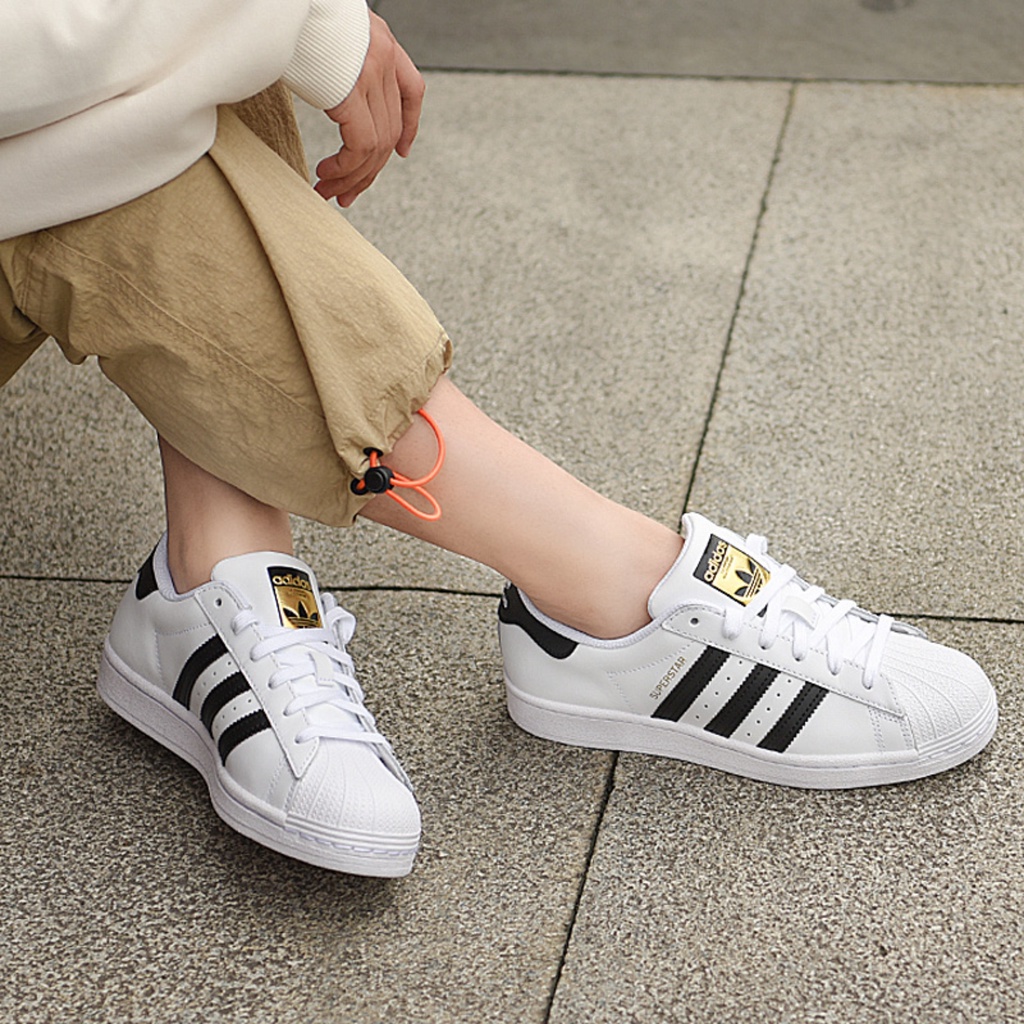 Giày Sneaker Nữ Trắng Mũi Sò, Giày Thể Thao Nữ Superstar màu trắng sọc đen cao cấp