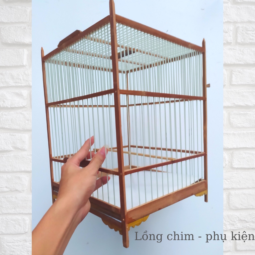 Khung lồng chim Chào mào Khung lồng ép mộc nan phíp tự lắp ráp kèm phụ kiện